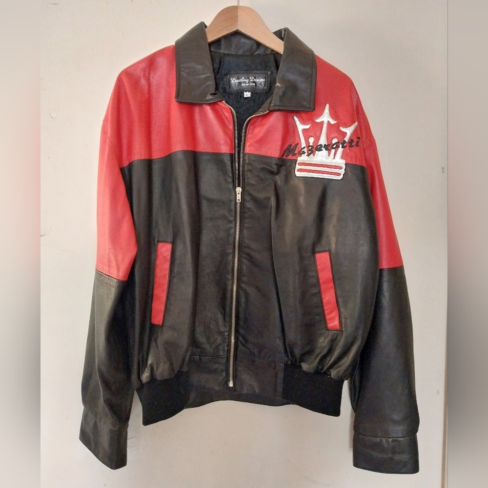 LIKE NEW Men's Y2K Genuine Leather Mazeratti Jacket•Sz Large
